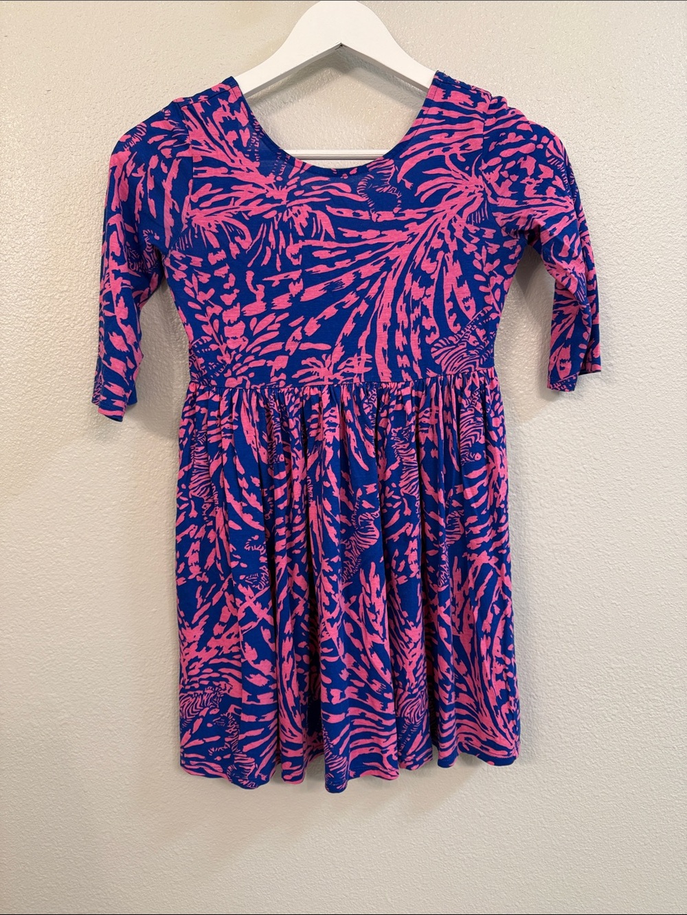Lilly Pulitzer Girls L 10 Mini Amina Blue Pink Abstract Swirl Dress [0975]